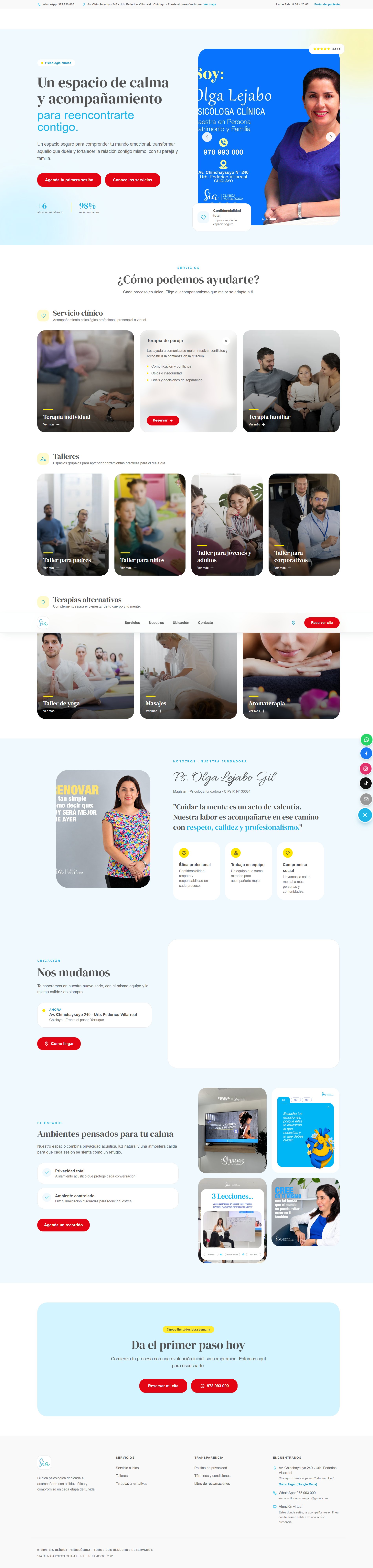 Sistema web de Sia · Clínica Psicológica