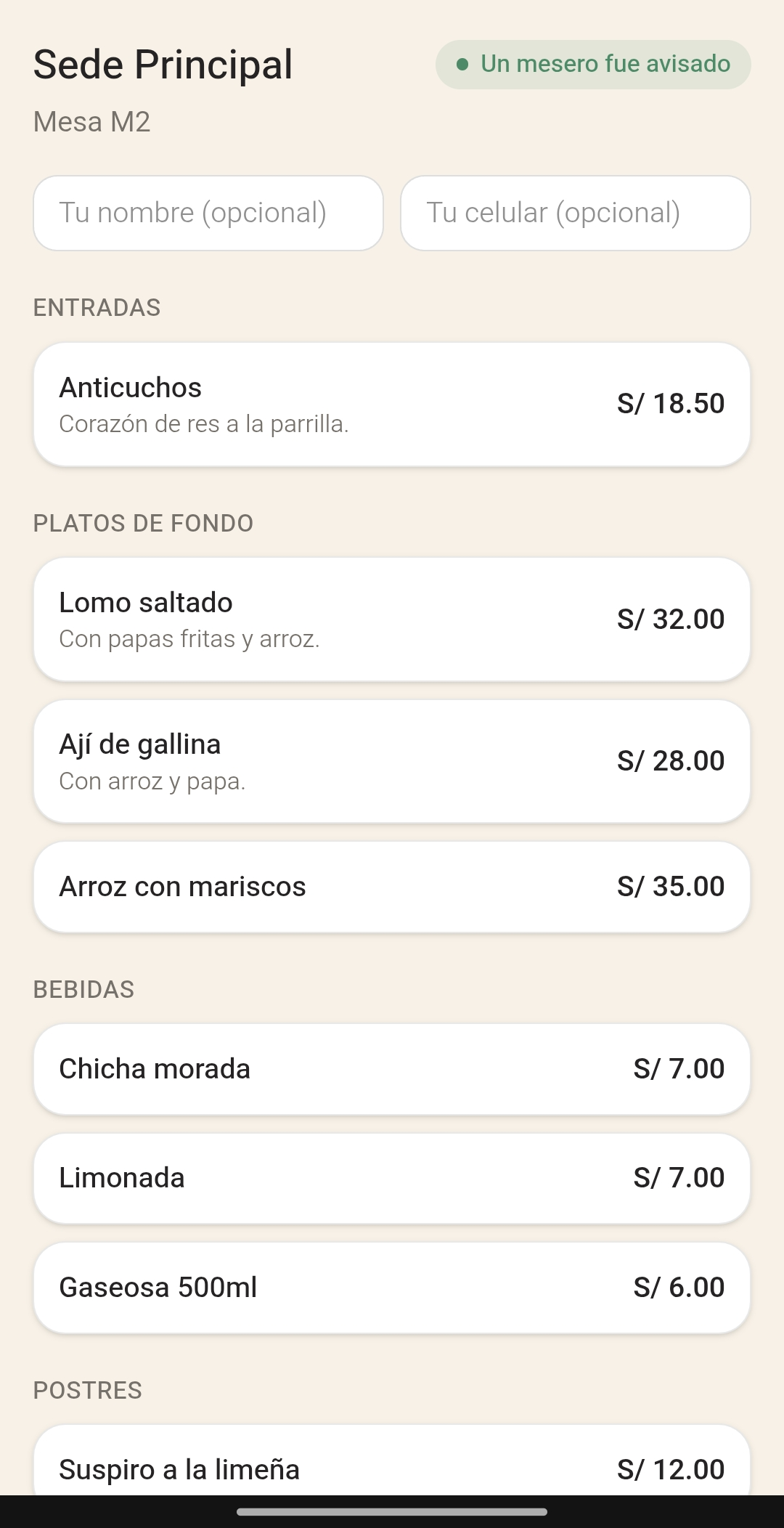 App móvil de Sistema de Gestión para Restaurantes